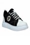 Mdl Black and White Lace-Up Linen Women's Sneakers - 3