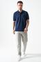 Men's 739-Grey Domestic Technical Srn42 Fabric Trousers with Half Elastic Waist and Zipper