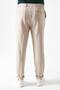Men's V008-Beige Side Elasticated Linen Effect Tristan Woven Single Pleated Double Leg Trousers - 6