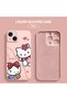iPhone 15 Compatible Soft Silicone Phone Case with Velvet Camera Protections Kitty Pattern - 3