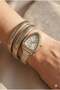 Silver Drop Case Women's Wristwatch |   33mm Steel Case, Gold Silver Metal Band, Silver Dial