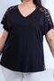 Plus Size Women's Lace Detailed Blouse Black - 5