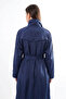 Safari Cap Jacket with Snap Fastener Detail on the Sleeve and Front Zipper 820 Navy Blue - 3