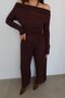 Asymmetrical Cut Cropped Blouse Trouser Set - 3