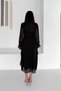 Women's Black V-Neck Layered Ruffle Detail Midi Length Chiffon Dress Nbk079 - 4