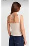 Beige back Tie-Detail Cropped blouse - 2