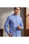 Arvasi Shirt with Open Placket, Long Sleeves, Metal Buttons, Blue Color