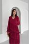 Women's Burgundy V-Neck Layered Ruffle Detail Midi Length Chiffon Dress Nbk079 - 2