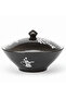 Christian Verucci 10 Inch Classic Black Ceramic Halwa Serving Bowl with Lid – Modern Dessert Dish