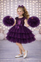Girl's Buckled Pompom Sleeve Evening Dress Party Birthday Dress Without Skirt