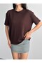 Crew Neck Brown Modal Fabric Women's T-Shirt - 2