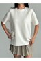 Crew Neck Ecru Modal Fabric Women's T-Shirt - 4