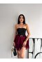 Women's Mini Length Tü Tulle a Lace Waisted Skirt with Belt Volants - 3