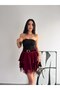 Women's Mini Length Tü Tulle a Lace Waisted Skirt with Belt Volants - 4