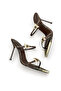 Women's High Heel Buckled Toe Detailed Crocodile Slipper Sandals - 5