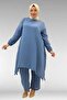 67044 Plus Size Asymmetrical Cut Pants Muslin Set - Cool Blue - 4