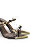 Women's High Heel Buckled Toe Detailed Crocodile Slipper Sandals - 6