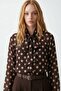 Boyun Tie-Detail Polka Dot Patterned Shirt Brown - 2