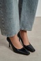 Zivy Black Rustic Patterned Flat Toe 7-8 cm Heel Length Heeled Women's Shoes - 3