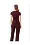 Women's Burgundy Crew Neck Short Sleeve Cotton Pack Rib Knit Textured Body-Hugging Basic Body T-Shirt - 5
