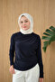 Women's Long Sleeve Gathered Detail Blouse Navy Blue