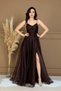 Organza chiffon fabric rope detailed evening dress - brown
