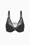 Lace Bra with Lacing Detail - Without Padding - Fashion - 2579 - Black