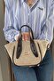 Women's Straw Look Brown Handle Detailed Adjustable Long Strap Handbag and Shoulder Bag - 2