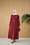 Women's Shawl Detailed Belt Piece Poplin Dress Burgundy - 4