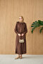 Women's Shirt Collar Silver Button Detail Suit Brown - 2