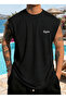 Men's Gym Printed Zero Sleeve Crew Neck T-Shirt - 2