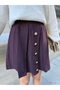 Women's high waist button detailed Pleated Knit Skirt