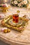 Luxury 6-Piece Glass Tea Cup Set Rose Series Glass Tea Plate with Cast Iron Frame Stylish Presentation Tea Set - 4