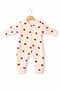 Cream Heart Patterned Baby Romper 100% Cotton Cotton Long Sleeve Snap Fastener Baby Romper - 2