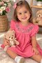 Cigit 100% Cotton Pomegranate Flower Color Baby Girl Tunic Embroidered Summer Stylish Comfortable Daily Wear - 2