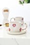 Handmade Set of 2 Flower 24K Gold Decorated Ceramic Cups 120ml - 3