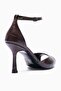 Women's Stiletto Pointed Toe Crocodile Patterned Ankle Strap Heeled Shoes Valeria Brown - 4