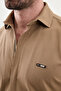 Plain Slim Fit Zipper Long Sleeve Men's Shirt Camel - 27141.26Y - 2