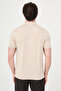 Delik Patterned Slim Fit Polo Collar Zippered Men's Knitwear T-Shirt Beige - 11584.26Y - 4