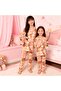 Coffee Pink Color Plaid Teddy Bear Pattern Shirt Collar Button Milan Fabric Spring Girls' Pajama Set - 2