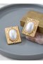 Women's Gold Color Vintage Design Elegant Earrings with Large Pearl Detail - Old Money Style Retro Jewelry - 4