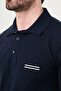 Plain Slim Fit Polo Collar Metal Buttoned Men's Knitwear T-Shirt Navy Blue - 11596.26Y - 2