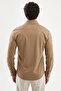 Plain Slim Fit Zipper Long Sleeve Men's Shirt Camel - 27141.26Y - 5