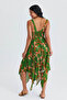 V-Neck Asymmetrical Cut Bohemian Dress - 4