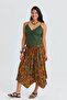 Loose Midi Flared Skirt with Tie Waist - 3