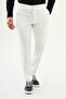 Straight Slim Fit Drawstring Elastic Waist 100% K Linen Men's Trousers Ecru - 38351.26Y