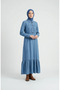 Half-Buttoned Pocketed denim dress 300126-01 blue - 3
