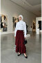 Viscose Fabric Ruffle Skirt with Elastic Waist 2012V-01 Claret Red - 2