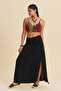 Drape Detailed Slit Long Skirt