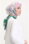Patterned Soft Scarf 70243-03 Green Navy Blue - 2